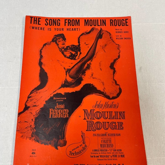 1953 Where is Your Heart Moulin Rouge Jose Ferrer Auric Engvick Piano Sheet - Picture 1 of 3